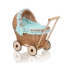 Natuurlijke Rieten Poppenwagen Mint Polkaprikker