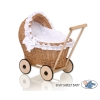Natuurlijke Rieten Poppenwagen Wit