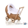 Natuurlijke Rieten Poppenwagen Wit