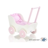 Poppenwagen Hout Roze Wit