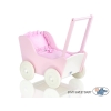 Poppenwagen Hout Roze Wit