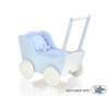 Poppenwagen Hout Wit Blauw