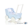 Poppenwagen Hout Wit Blauw