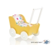 Poppenwagen Hout Wit Geel