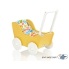 Poppenwagen Hout Wit Geel