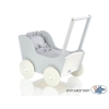 Poppenwagen Hout Wit Grijs
