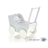 Poppenwagen Hout Wit Grijs
