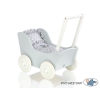 Poppenwagen Hout Wit Grijs