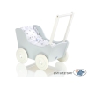 Poppenwagen Hout Wit Grijs