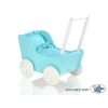 Poppenwagen Hout Wit Turkoois