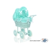 Poppenwagen riet met kap Mint