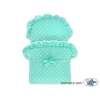 Poppenwagen riet met kap Mint