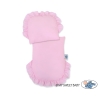 Poppenwagen riet met kap Roze