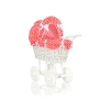 Poppenwagen Riet  Rood Geruit
