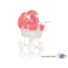 Poppenwagen Riet  Rood Geruit