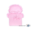 Poppenwagen Riet  Roze Wit