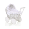 Poppenwagen Riet  Wit