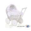 Poppenwagen Riet  Wit