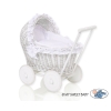 Poppenwagen Riet  Wit