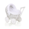 Poppenwagen Riet  Wit
