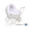 Poppenwagen Riet  Wit