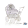 Rieten brocante poppenwagen