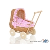 Poppenwagen Rotan Roze Polkaprikker