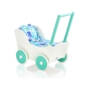 Poppenwagen van Hout met Dekentje Mint Wit