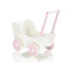 Poppenwagen van Hout met Dekentje Roze Wit