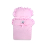Poppenwagen van Hout met Dekentje Roze Wit