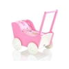Poppenwagen van Hout met Dekentje Wit