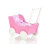 Poppenwagen van Hout met Dekentje Wit