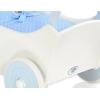 Poppenwagen van Hout met Dekentje Wit Blauw