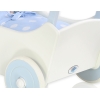 Poppenwagen van Hout met Dekentje Wit Blauw
