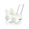 Poppenwagen van Hout met Dekentje Wit Grijs