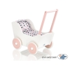 Poppenwagen van Hout met Dekentje Wit Poederroze