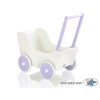 Poppenwagen van Hout met Dekentje Wit Purper