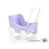 Poppenwagen van Hout met Dekentje Wit Purper