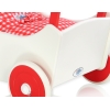 Poppenwagen van Hout met Dekentje Wit Rood