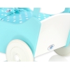 Poppenwagen van Hout met Dekentje Wit Turkoois