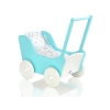 Poppenwagen van Hout met Dekentje Wit Turkoois
