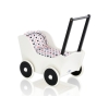 Poppenwagen van Hout met Dekentje Wit Zwart