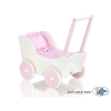 Poppenwagen van Hout Roze Wit
