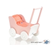Poppenwagen van Hout Wit Poederroze