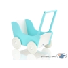 Poppenwagen van Hout Wit Turkoois