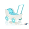 Poppenwagen van Hout Wit Turkoois
