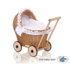 Poppenwagen van Natuurlijke Riet Wit