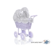 Poppenwagen van riet Grijs Purper Geruit