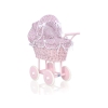 Poppenwagen van riet Roze Bloemenweide Bloemen Stofroze