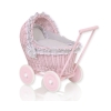 Rieten poppenwagen roze